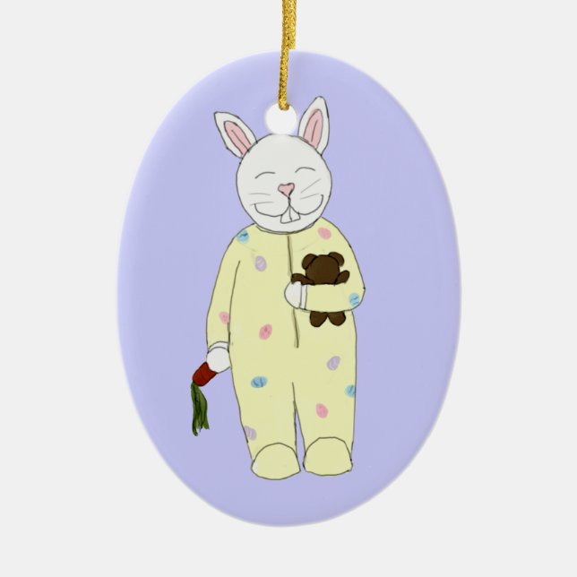 Schlafenszeit-Häschen-Verzierung Keramik Ornament (Vorne)