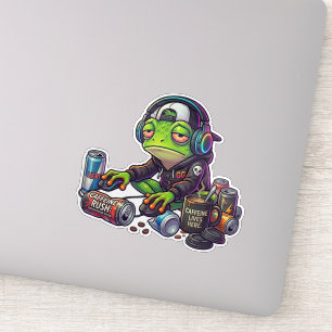 Schlafentzogener Gamer-Frosch  Aufkleber