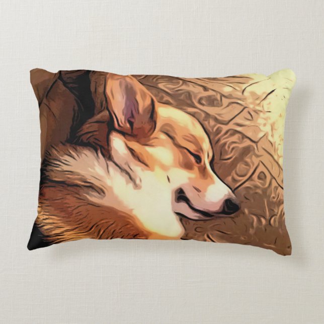 Schlafenwaliser Corgi Dekokissen (Rückseite)