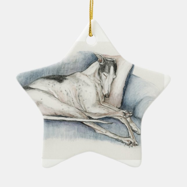 Schlafenwindhund-Hundekunst-Verzierung Keramik Ornament (Vorne)