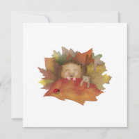 Schläfer Igel im Herbstbett hinterlässt eine Karte