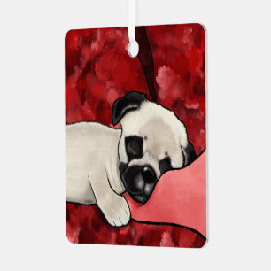 Schläfer-Mops-Welpe Ornament Aus Metall