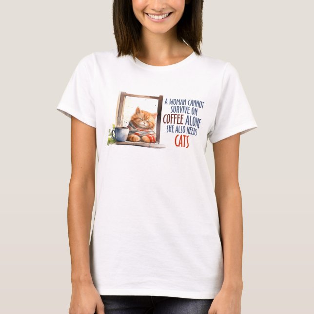Schläfer Orange Cat with Coffee - Gemütliche Katze T-Shirt (Vorderseite)
