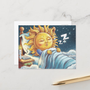 Schläfer weißer Sonnenschein im Bett Postkarte