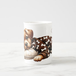 Schläfer Welpe in Pajamas Knochen China Tasse