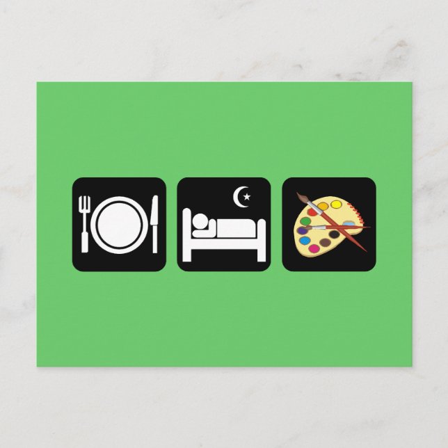 Schlaffarbe essen postkarte (Vorderseite)