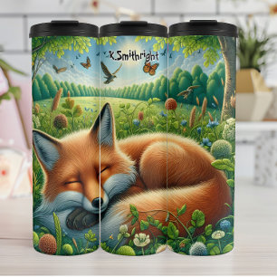 Schlaffox auf der Wiese Thermosbecher