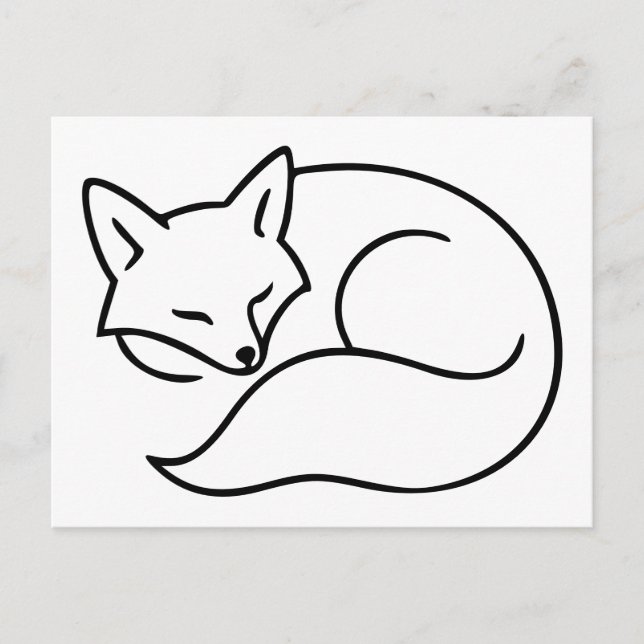 Schlaffox-Illustration - Minimalistische Linie Art Postkarte (Vorderseite)