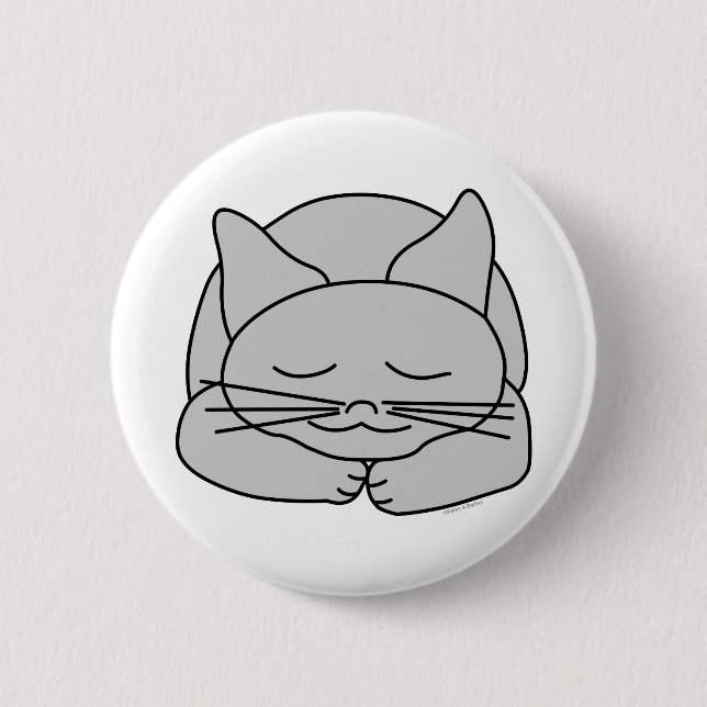 Schlafgraue Katze Button (Vorderseite)