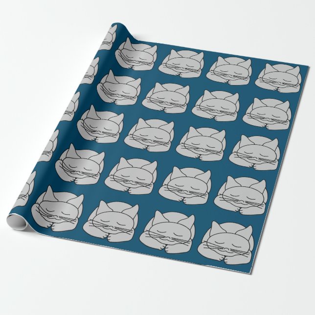 Schlafgraue Katze Geschenkpapier (Ungerollt)
