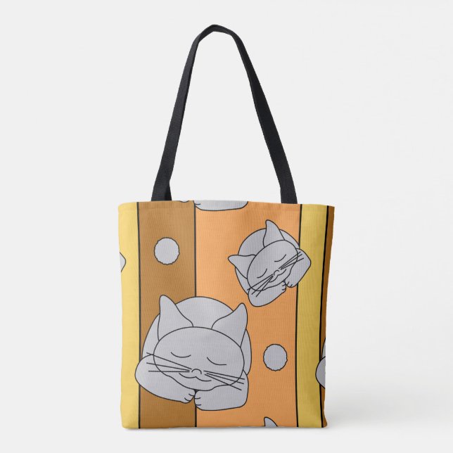 Schlafgraue Katze Tasche (Rückseite)