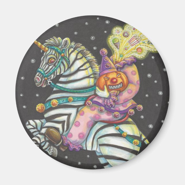 SCHLAFHOLLOW CIRCUS CLOWN, ZEBRA UNICORN MAGNET (Vorne)