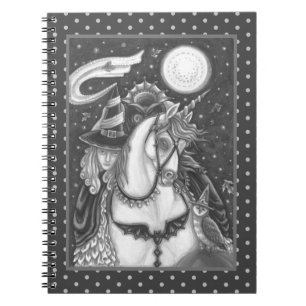 SCHLAFHOLZ, HEADLESS GOTHIC WITCH, UNICORN, OWL NOTIZBLOCK