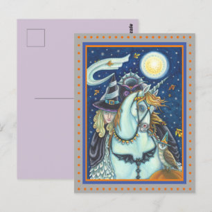 SCHLAFHOLZ, HEADLESS GOTHIC WITCH, UNICORN, OWL POSTKARTE