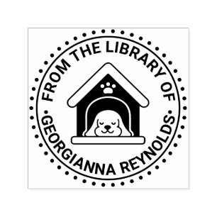 Schlafhund in der Hundebibliothek Buchname Permastempel
