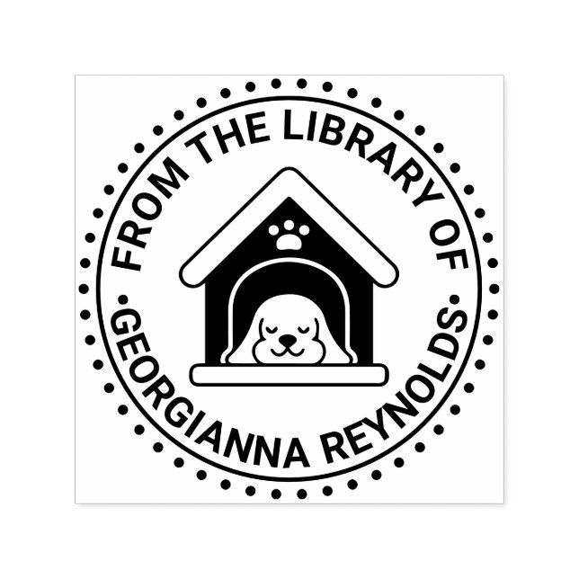 Schlafhund in der Hundebibliothek Buchname Permastempel (Design)