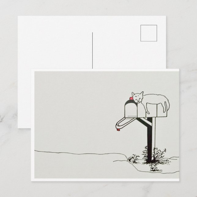 Schlafkatze Gewartet für einige E-Mails Postkarte (Vorne/Hinten)