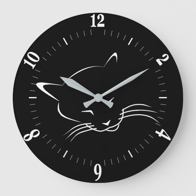 Schlafkatze Große Wanduhr (Vorderseite)