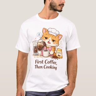 Schlafkatze Kaffeezeit – Erst Kaffee, dann Kochen T-Shirt