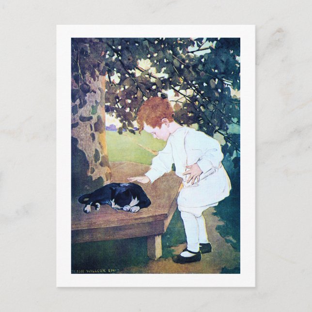 Schlafkatze und Kind, Jessie Willcox Smith Postkarte (Vorderseite)