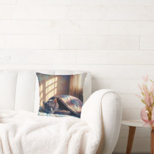 Schlafkatze unter einer Decke Kissen