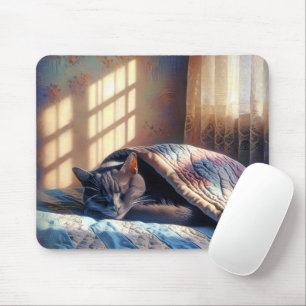 Schlafkatze unter einer Decke Mousepad