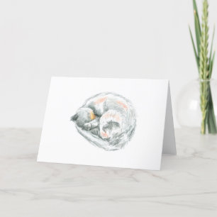 Schlafkatze Zeichnend Feiertagskarte