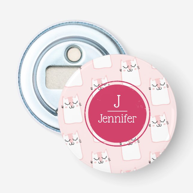 Schlafkatzenmuster Monogramm Flaschenöffner (Vorderseite)