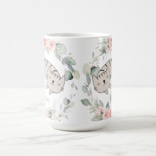 Schlafkatzenrot Rosa Blumengrün Kranz Kaffeetasse