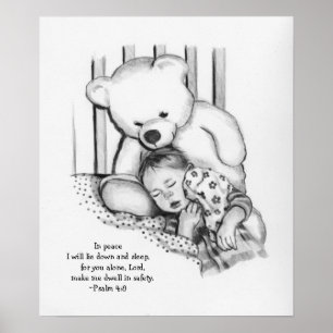 Schlafkind, Watchful Teddy Bär: Bible Verse Poster