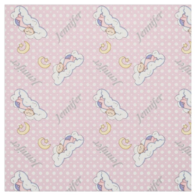 Schlafkindermädchen, Name und Pink polka dot Kinde Stoff (Muster)