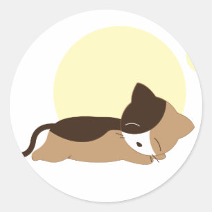 Schlafkitten Runder Aufkleber
