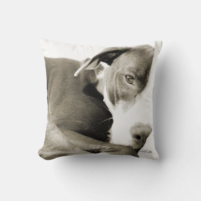 Schlafkopfbull sepia photokissen kissen (Vorderseite)