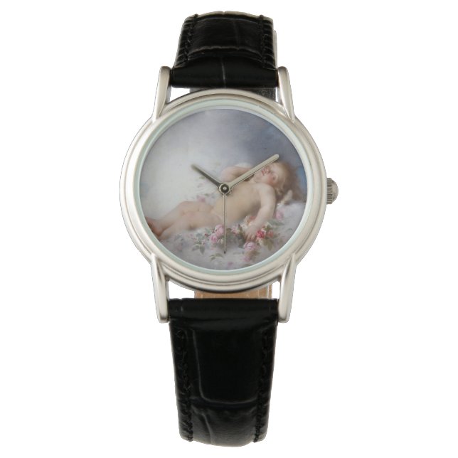 Schlafkreuz (Putto) (von Léon Bazille Perrault) Armbanduhr (Vorderseite)