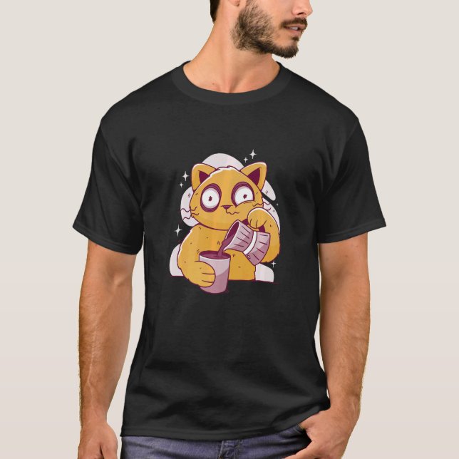 Schlaflose Kaffeekkatzen Haustiere Koffein T-Shirt (Vorderseite)