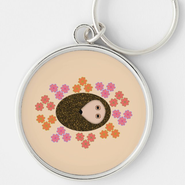 Schlaflosigkeit Igel und Blume Schlüsselanhänger (Vorne)