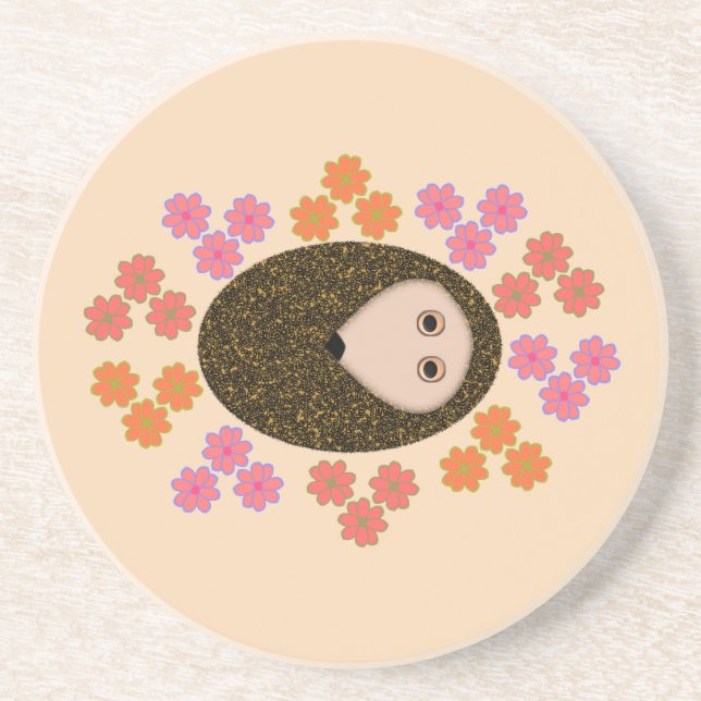 Schlaflosigkeit Igel und Blume Untersetzer (Vorne)