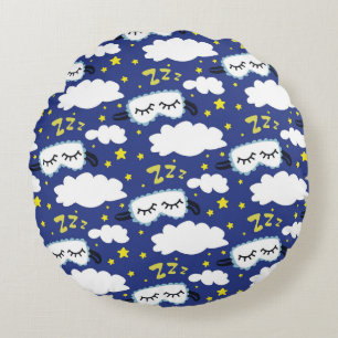 Schlafmasken Wolken und Gelbe Sterne Rundes Kissen