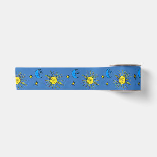 Schlafmond und lächelnde Sonne Satinband