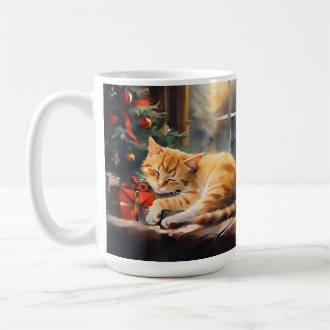 SCHLAFORANGE TABBY KITTEN UNTER CHRISTMAS TREM KAFFEETASSE (Links)