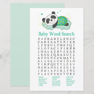 Schlafpanda Baby Dusche Word Search Game