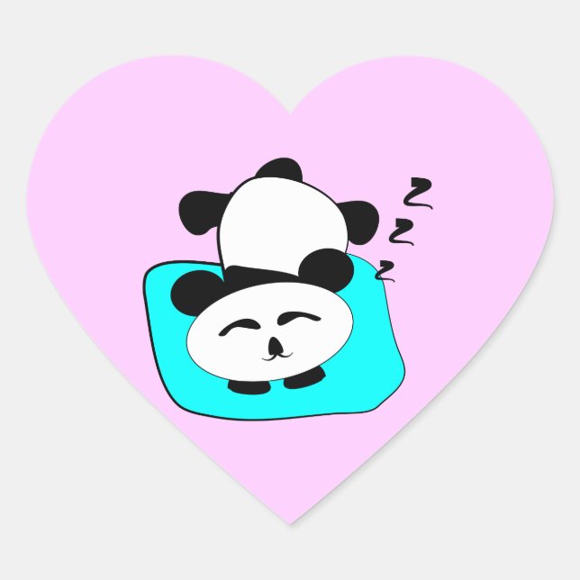 Schlafpanda Herz-Aufkleber (Vorderseite)