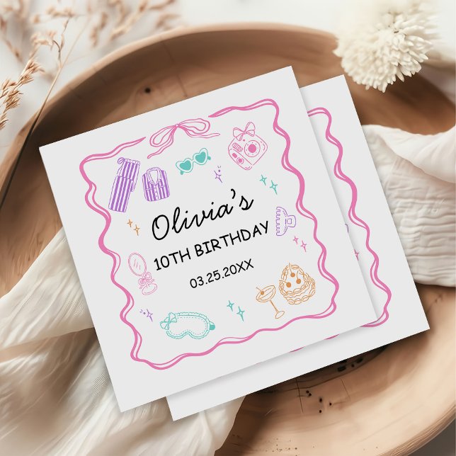 Schlafparty Mädchen Geburtstag Serviette (Von Creator hochgeladen)