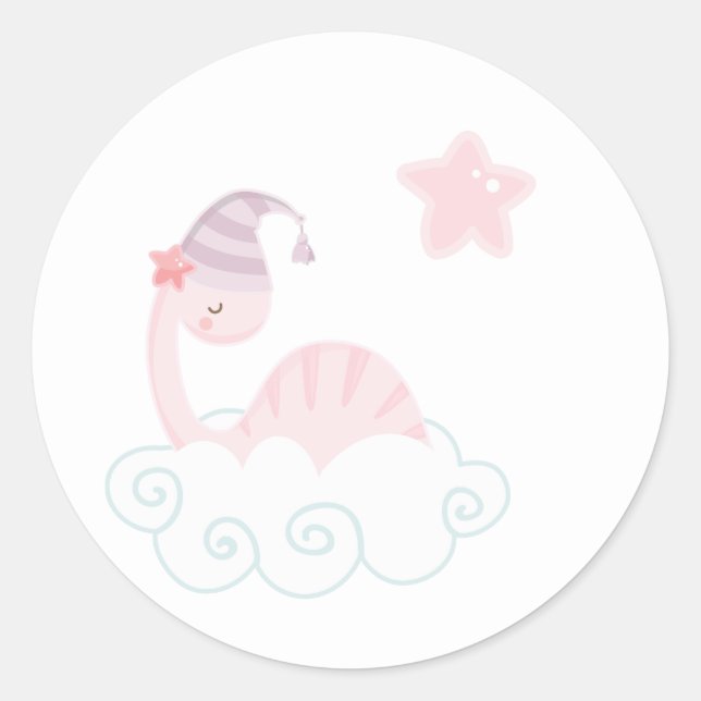 Schlafpink-Dinosaurier-Aufkleber Runder Aufkleber (Vorderseite)