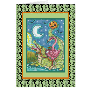 SCHLAFPLATTE PINK FLAMINGO & CROCODILE CARD Verse