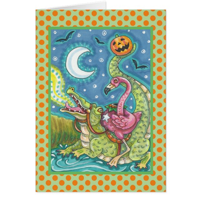 SCHLAFPLATTE PINK FLAMINGO & CROCODILE CARD Verse (Vorne)
