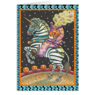 SCHLAFPLATTE ZIRKUS KLOWN, ZEBRA GREETING CARD Bl