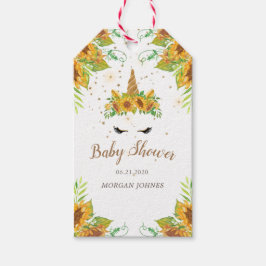 Schläfrig-Einhornsonnenblume Babydusche Monogramm Geschenkanhänger