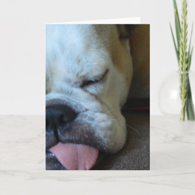 Schläfrige Grußkarte Bettie Bulldogge Karte (Vorderseite)