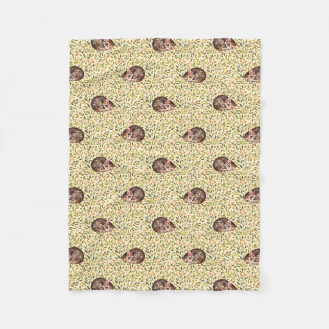 Schläfrige Katze, geblümter Hintergrund Fleecedecke (Vorderseite)